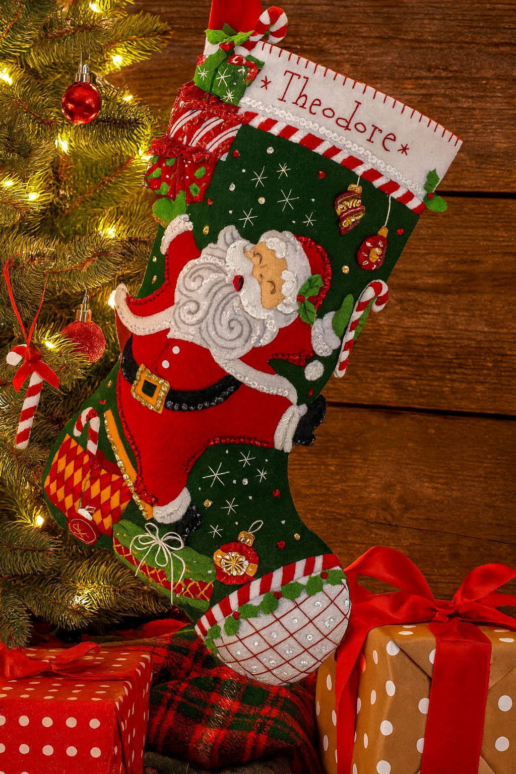 Santa's Festive Frolic Bucilla Christmas Stocking