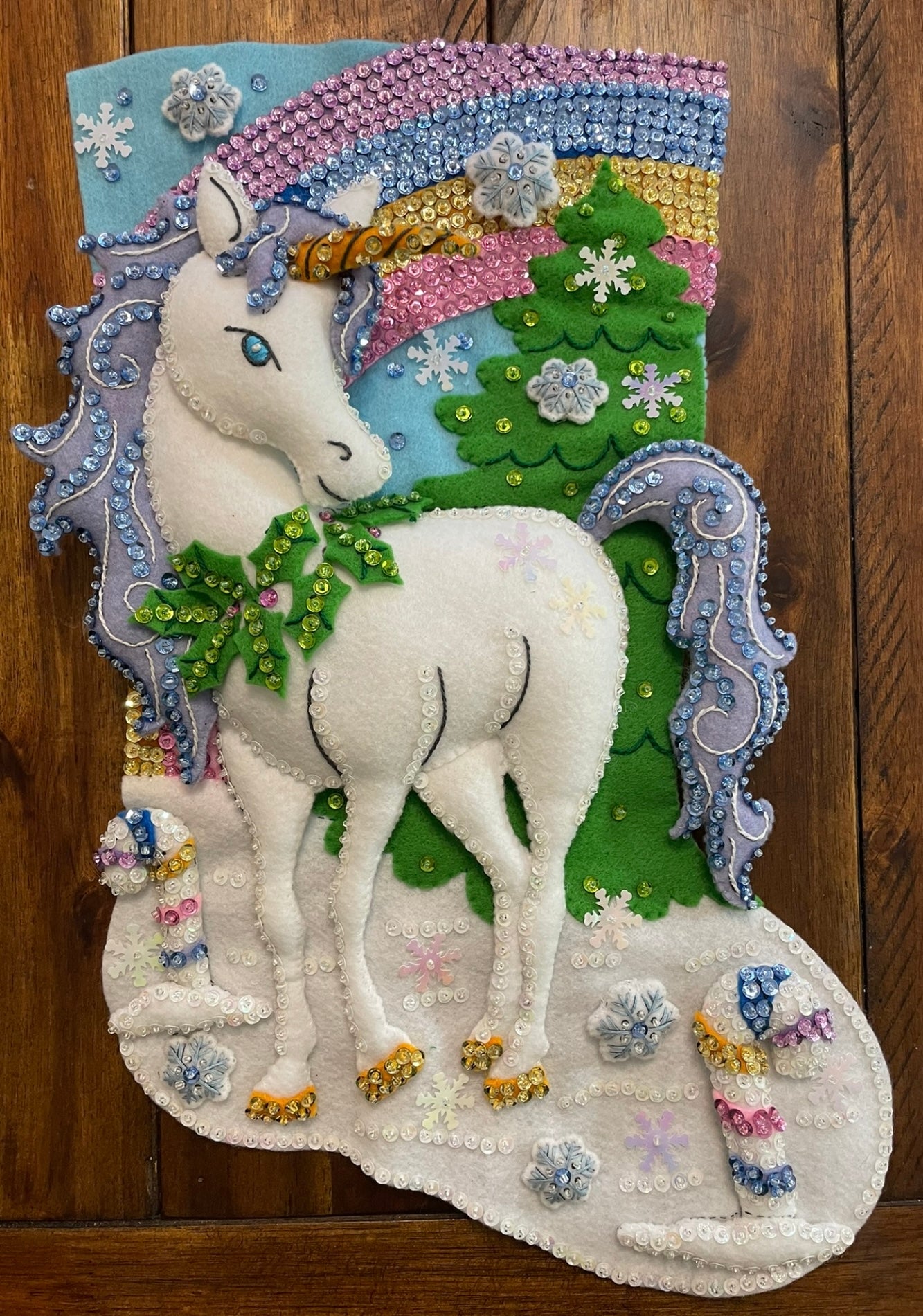 Santa’s Unicorn Bucilla Christmas Stocking