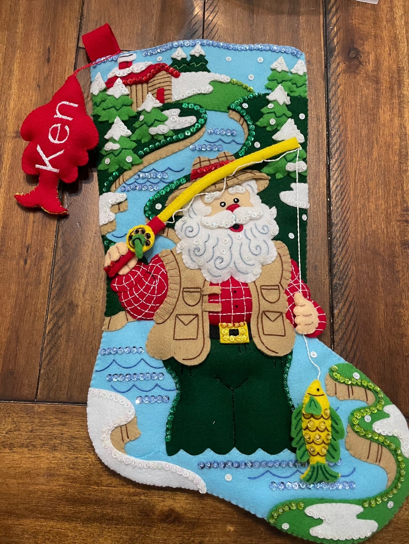 Fly Fishing Santa Bucilla Christmas Stocking