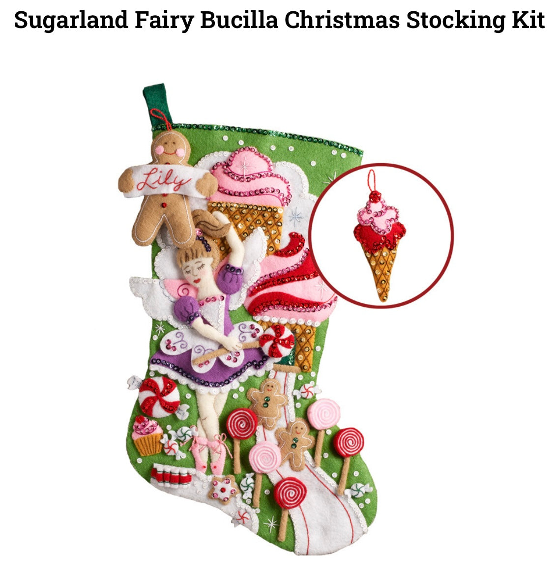 Sugar land Fairy Bucilla Christmas Stocking