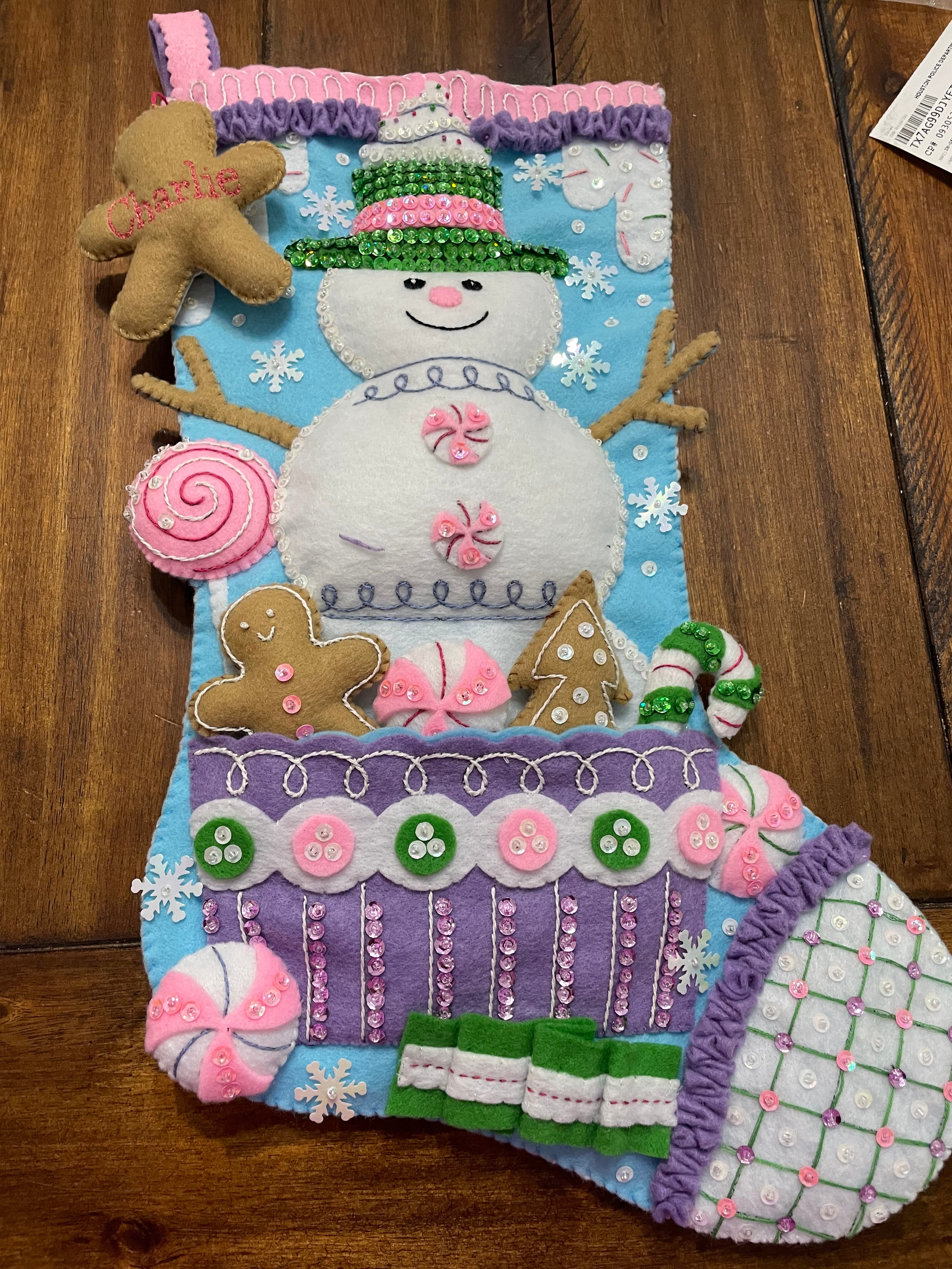 Snowman’s Candy Confections Bucilla Christmas Stocking