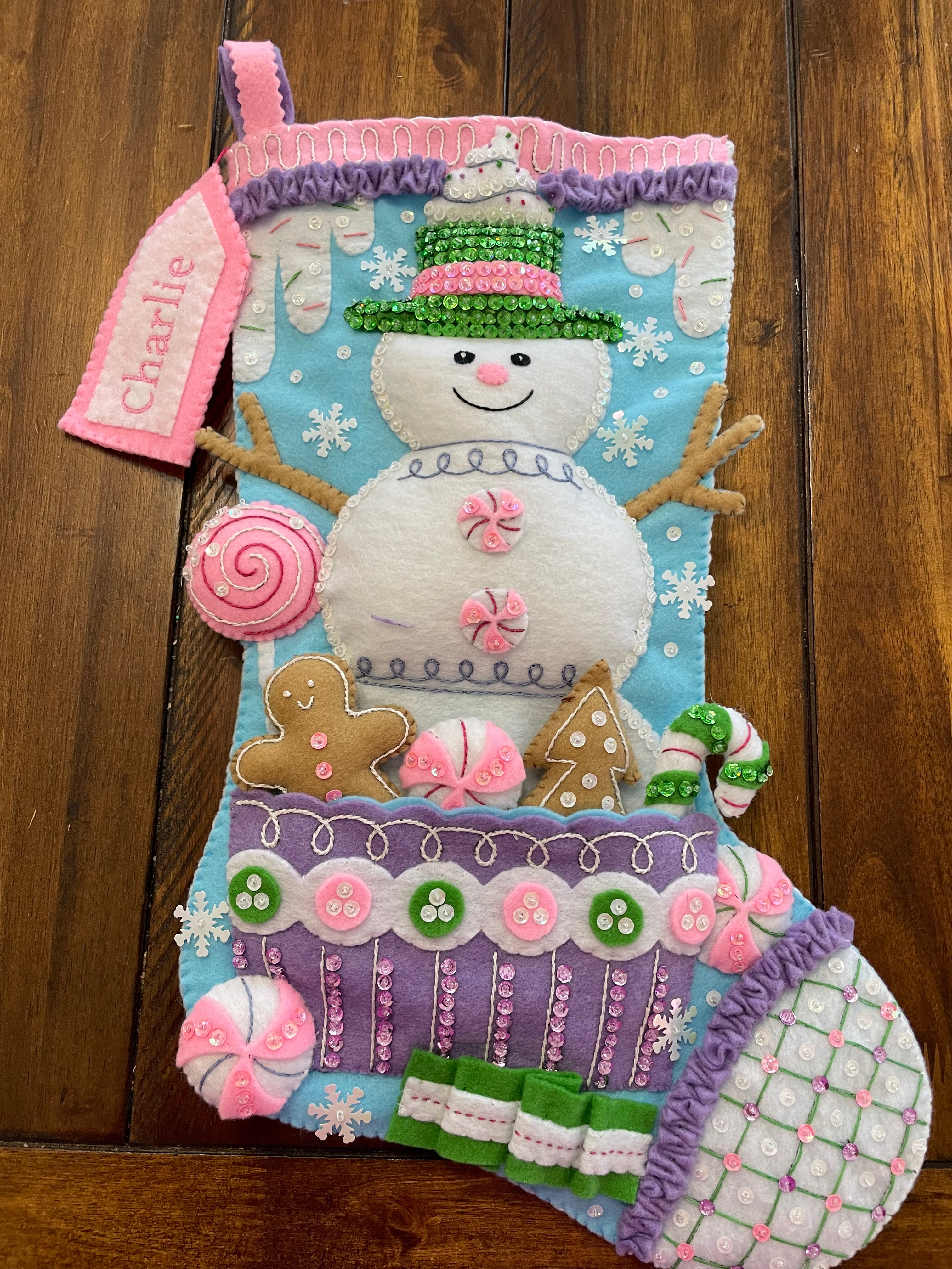 Snowman’s Candy Confections Bucilla Christmas Stocking